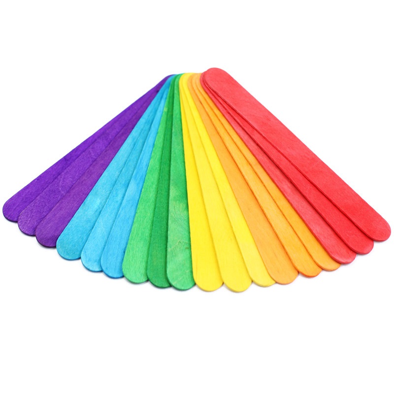 50pcs Multi Size Colorful Wooden Popsicle Sticks Natural Wood Ice