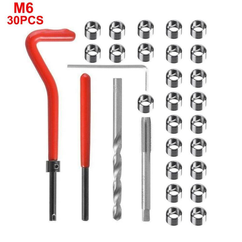 30 Pcs Car Helicoil M6*1.0mm Stainless Steel Helicoil Pro Coil Drill Tool  Car Thread Repair Kit