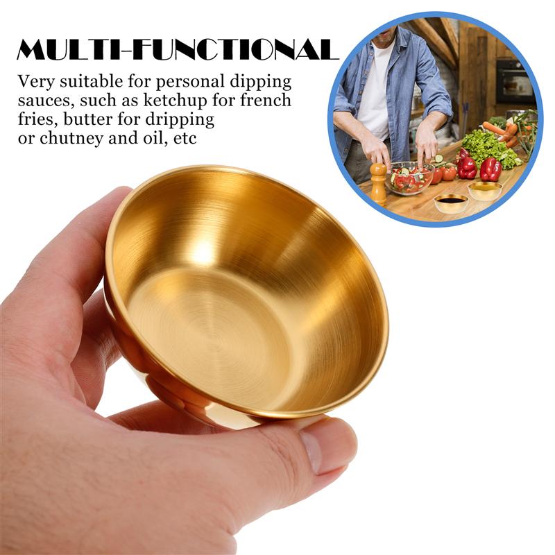 4pcs Stainless Steel Food Dipping Bowl Sauce Cup Seasoning Dish Saucer Appetizer Plates Ketchup Sauce Container (Size S + Size M + 2pcs Size L), Size