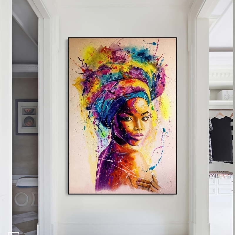 Ragazza Africana Dipinti Astratti Su Tela Modern Graffiti Wall Art