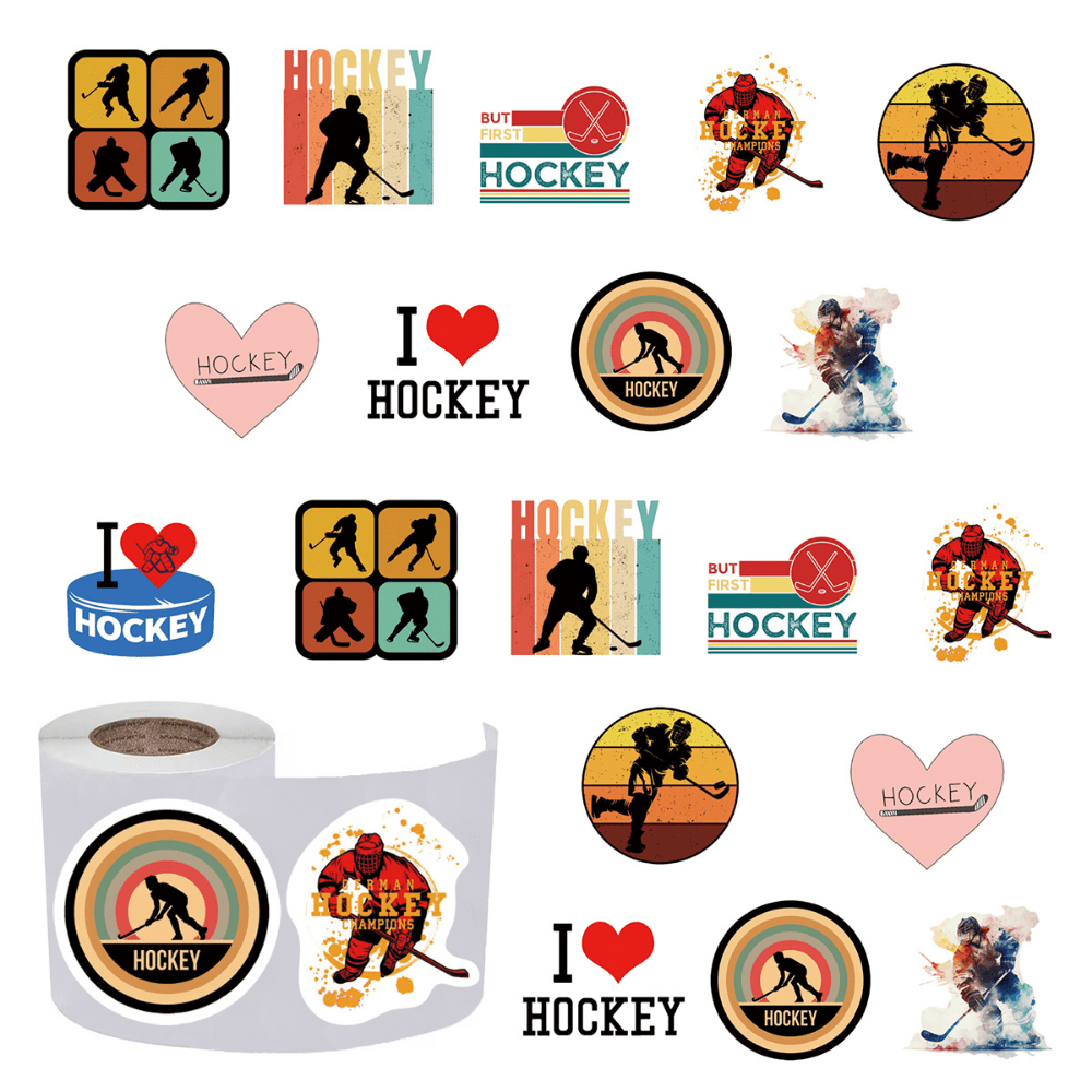 500pcs Hockey Cute Stickers, 1 Inch Labels/ 10 Patterns)Pack Cartoon  Aesthetic Cool Decals Graffiti Vinyl Sticker For Adults Teens Girls Kids  Water Bo