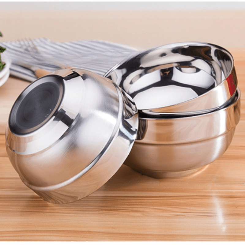 1pc 304 Stainless Steel Insulated Double Layer Bowl For Rice, Soup,  Noodles, Etc. For Kids, Students, Canteens, Commercial Etc.
