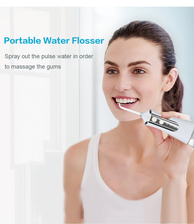300ml portable usb rechargeable oral irrigator with 5 modes and 6  tips effective dental water flosser for cleaner teeth and healthier gums details 0