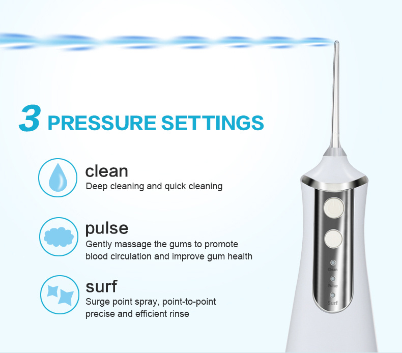 300ml portable usb rechargeable oral irrigator with 5 modes and 6  tips effective dental water flosser for cleaner teeth and healthier gums details 4