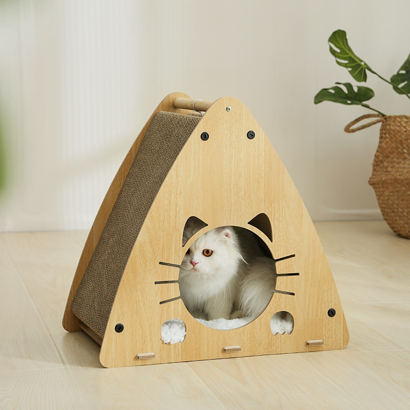 cat nest corrugated cat scratcher lounge cat bed cat house with cushion for grinding claws rest and sleeping details 4