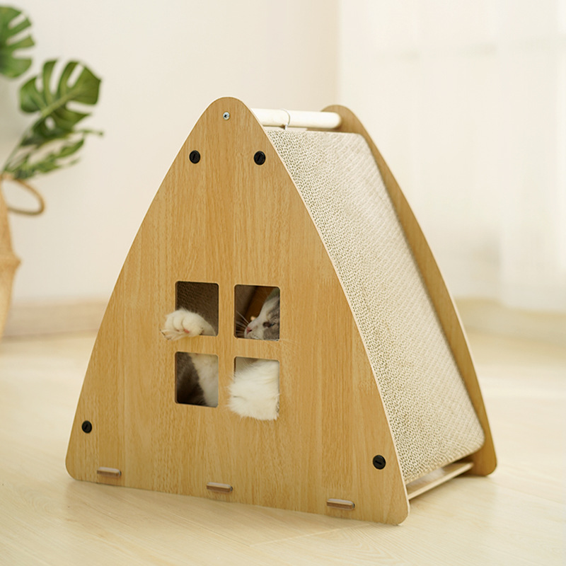 cat nest corrugated cat scratcher lounge cat bed cat house with cushion for grinding claws rest and sleeping details 3