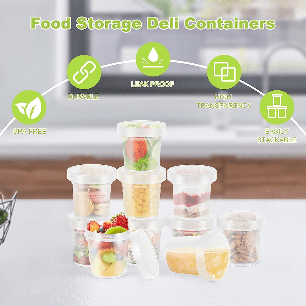 Twist Top Food Storage Deli Containers with Screw on Lid [16 Oz