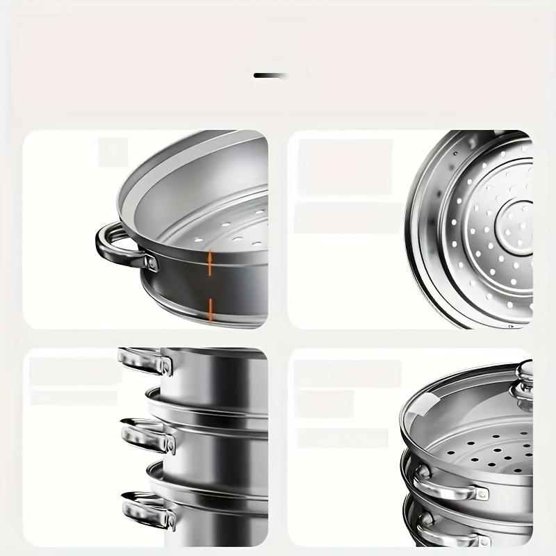 Three layer Stainless Steel Steamer Pot With Steamer Insert - Temu