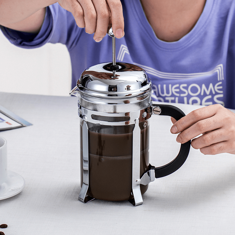 Simple French Press Coffee Pot Stainless Steel Glass Coffee Maker  Multifunctional Hand Punch Pot Coffee Accessories - AliExpress