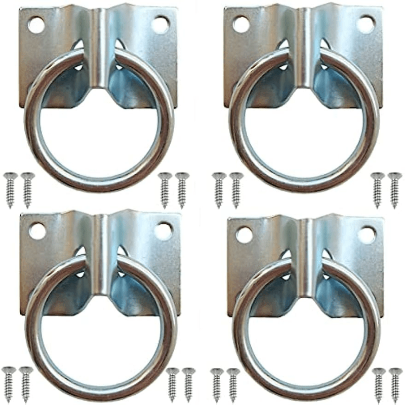 

4pcs Heavy Duty Wall Mount Hitching Ring Hooks For Horse Stall/stable - Includes Screws And Block Tie Ring For Secure Tie Down - Essential Horse Barn Supplies