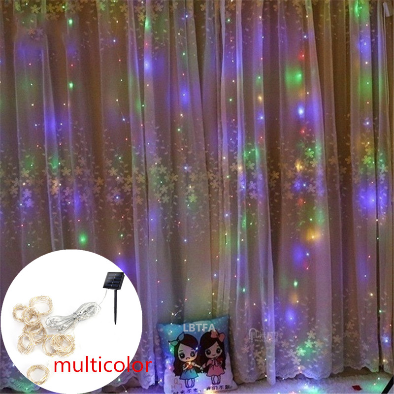 Solar Garland Curtain Lights For Window Waterproof Outdoor