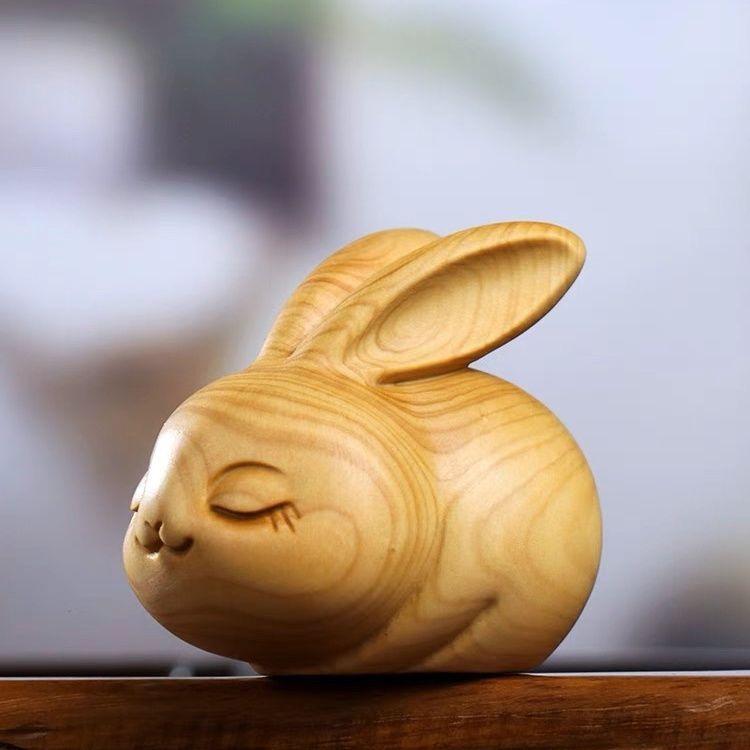 vintage wood rabbit ୨୧ 木製のキュートな ウサギさん（お座り