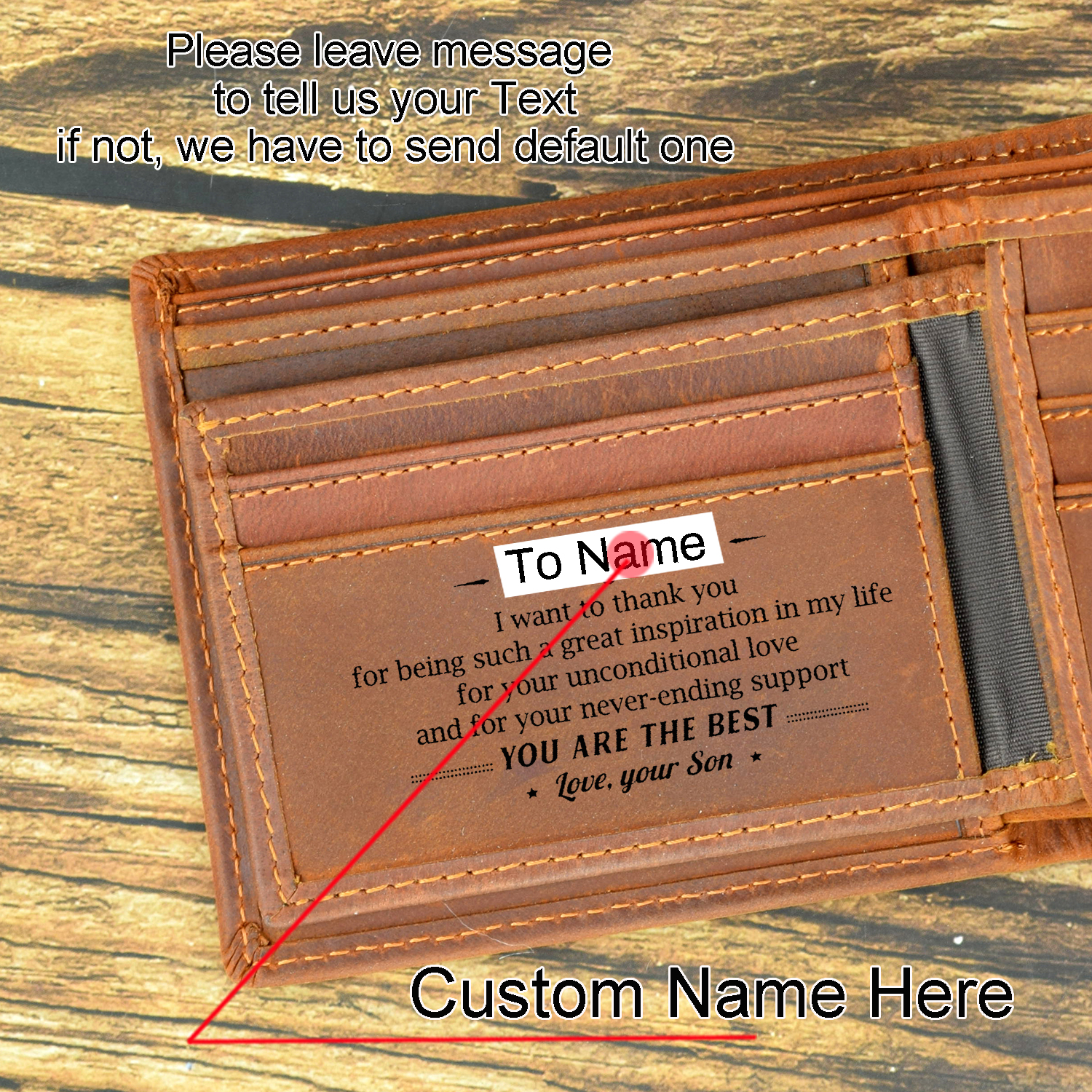 Personalised NAME Engraved Genuine Leather Wallet RFID Birthday Anniversary  Mens