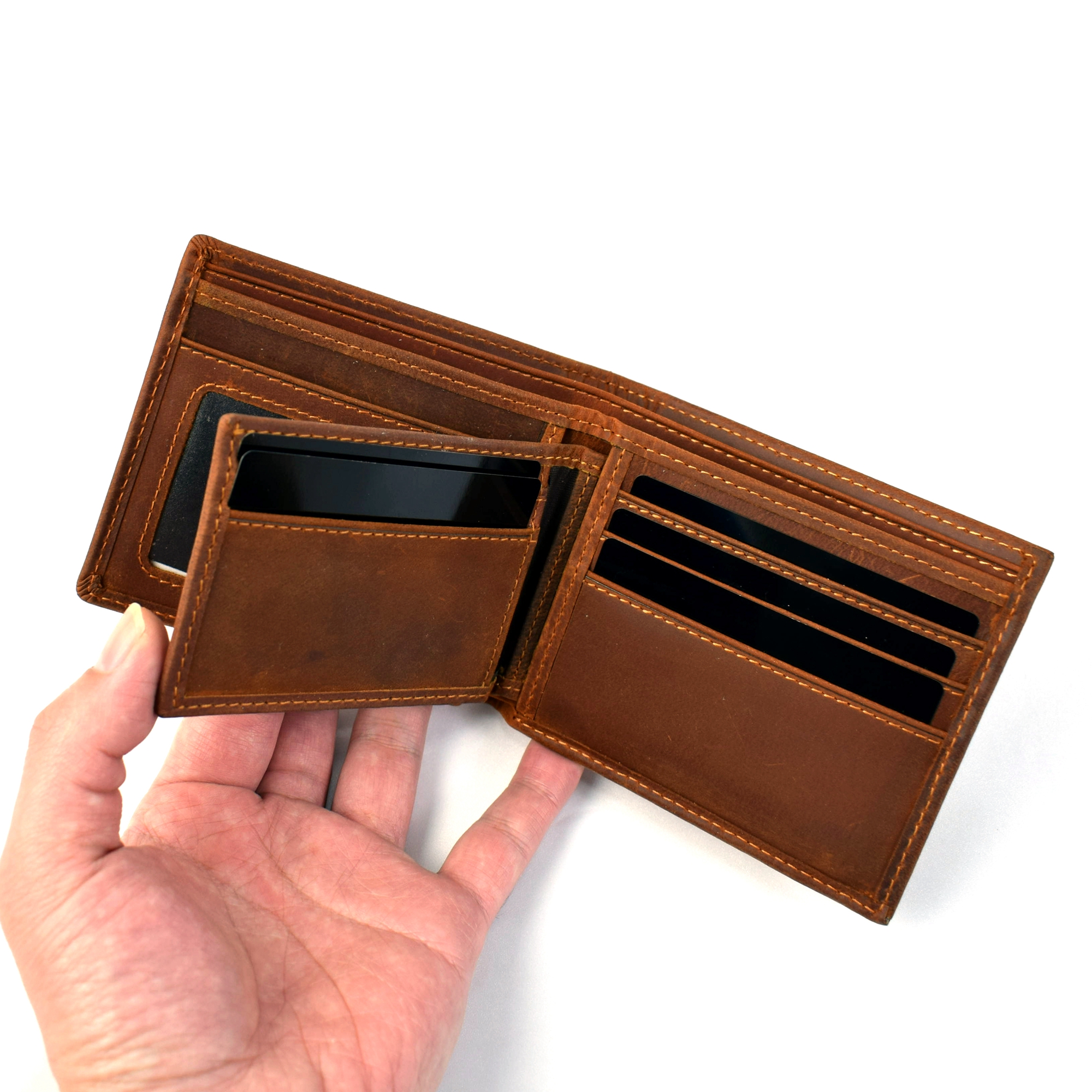 Personalizable Genuine Leather Zipper Wallet Vertical Card 