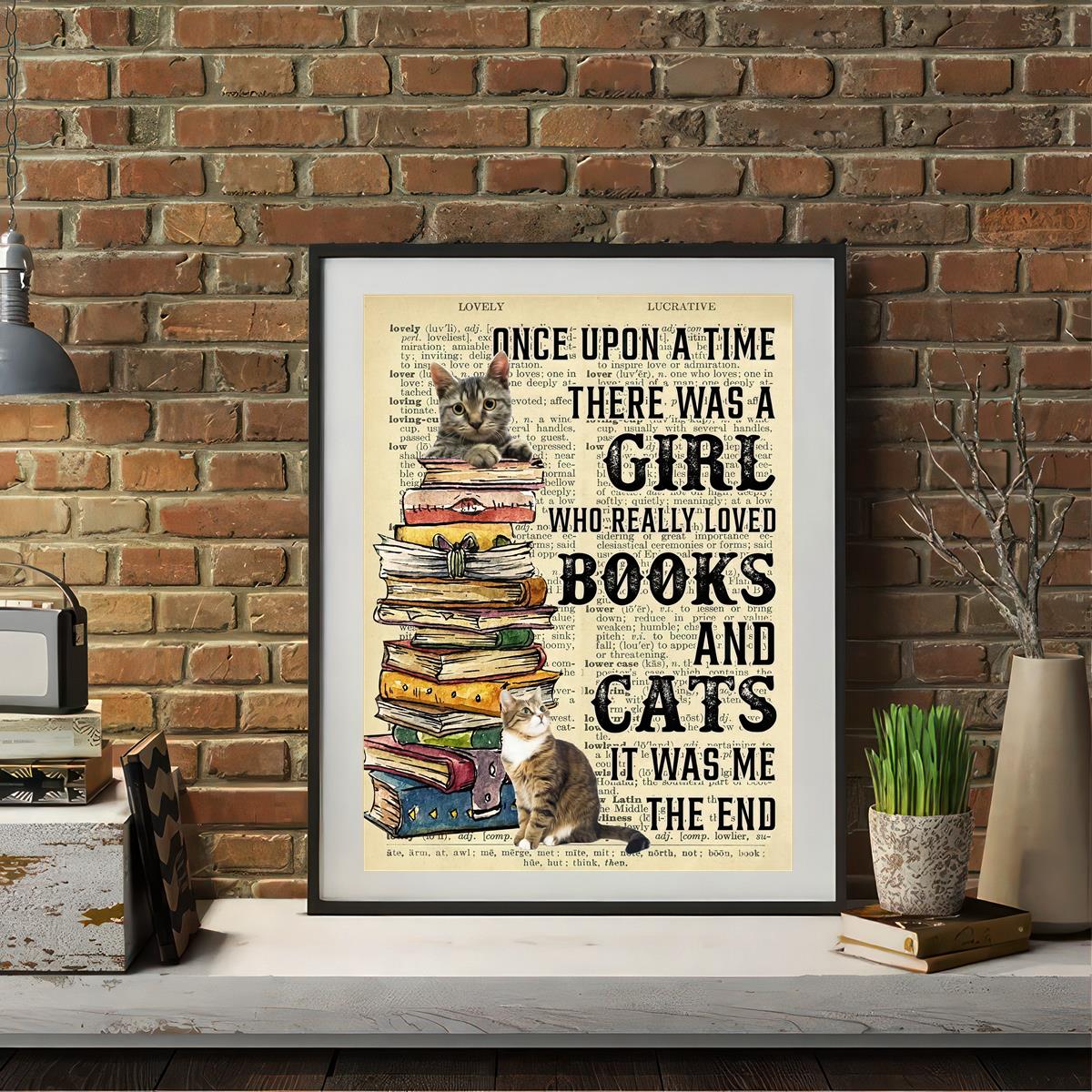 Book Reading Vintage Canvas Painting Poster Book And Cat Just A Girl Who  Loves Books Home Decor Wall Art Prints Bookish Gifts - AliExpress
