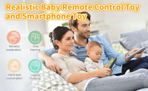 Baby Remote Control Toy, Toddler TV Remote Toy with Sounds Light Kid  Learning Education Musical Toys Realistic Remote with English French  Spanish Baby