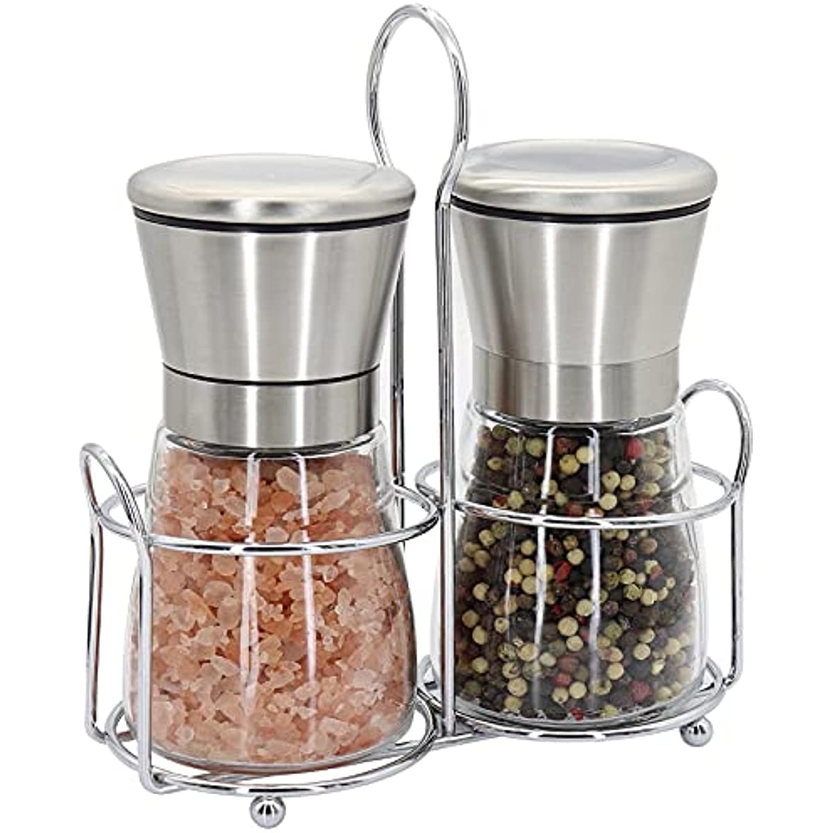 bonris Salt and Pepper Grinder Set of 3 Adjustable Ceramic Salt Grinder &  Pepper Grinder - Tall Salt and Pepper Shakers with Adjustable Coarseness by