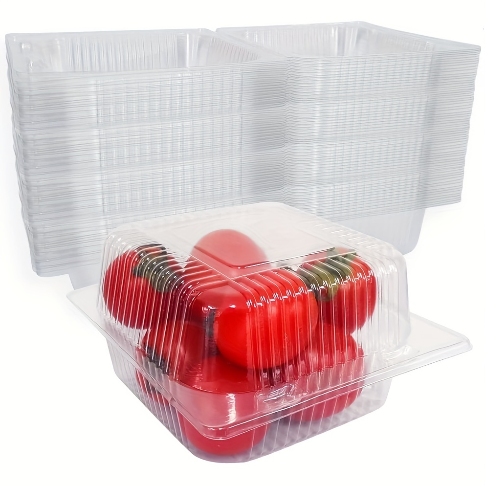 

50/100pcs, Plastic Clamshell Take Out Tray (5''x5''), Disposable Sturdy Hinged Loaf Containers, To Go Containers, Disposable Takeout Box, For Food Trucks