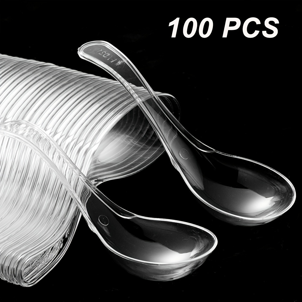 100 Pcs Cuillères En Plastique Jetable Transparent Fournitures De
