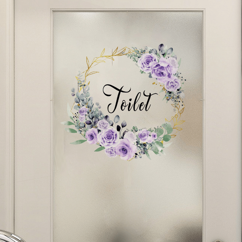 Pretty Purple Flowers Wall Art Decal Removable PVC Wall Mural For