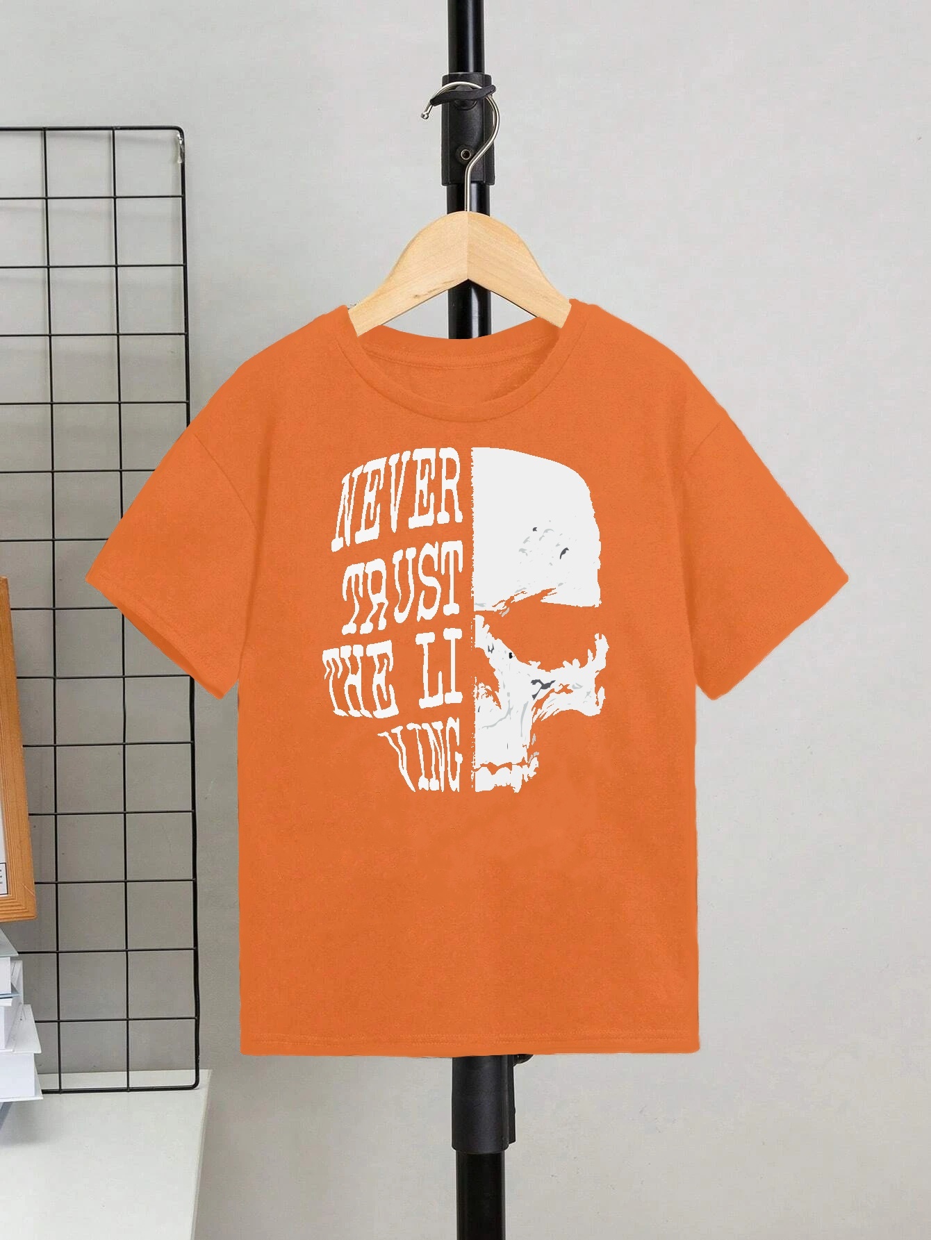 Skull And Never Trust Letter Print Boys Creative T Shirt Casual