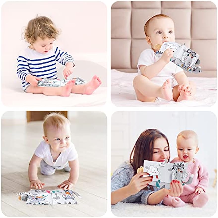 Libros para bebés Desarrollo temprano Sensorial Libro de tela para bebés  Juegos para bebés Libros blancos negros Juguetes para bebés 0 12 meses 1 2  años de edad