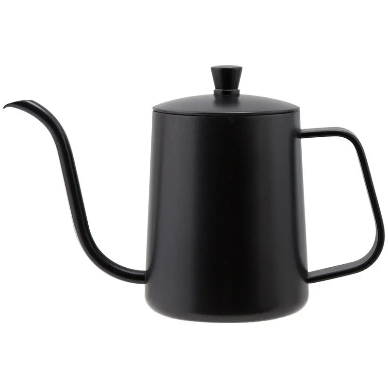 1pc 304 stainless steel fine mouthed hand flushing pot 600ml with lid thickened mini long mouthed fine mouthed drip coffee pot details 4