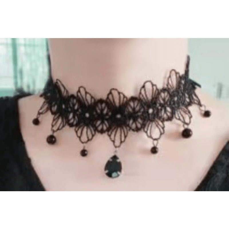 1pc Black Lace Choker Necklace Gothic Style Collarbone Chain Jewelry