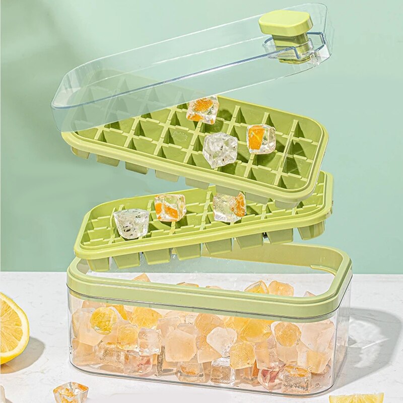 Round Ice Cube Tray With Storage Box Quick Demould Ice Cube Moulds Creative  Party Bar Kitchen Square Container Cold Drink Set