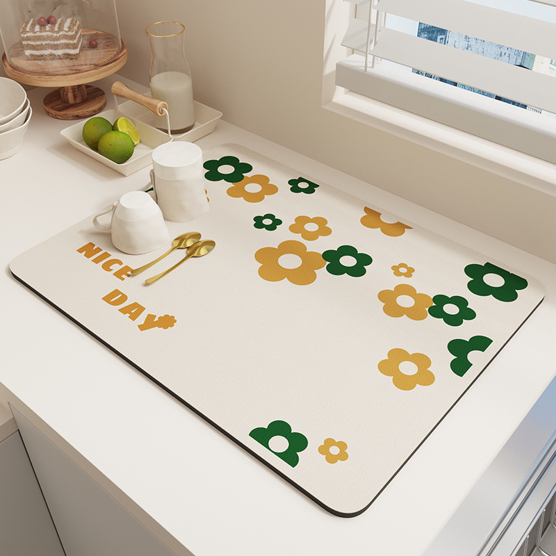 Non-slip Silicone Dish Drying Mat With Expanded Small Flower Design -  Water-absorbing And Quick-drying - Perfect For Doorways, Tableware, And  Kitchen Supplies - Temu
