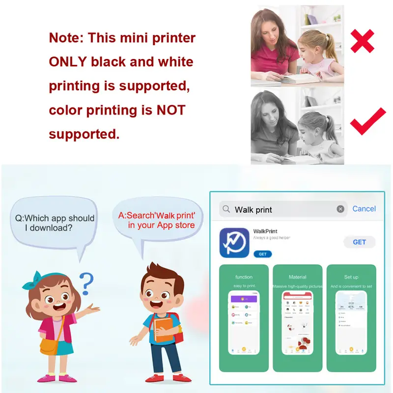 mini pocket printer portable thermal printer for android or ios app bt inkless printer gift for kids friends used in home office study work list printing details 5