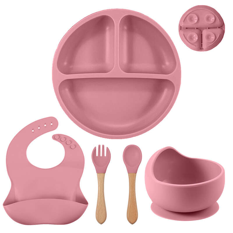 Baby Dipper Bowl, Spoon & Fork Set - Pink - Easy feeding for