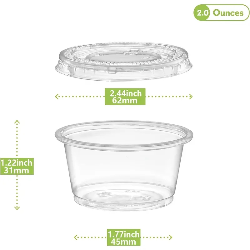 [100 Juegos - 5.5 Oz.] Vasos Desechables De Plastico Para Porciones Con  Tapas