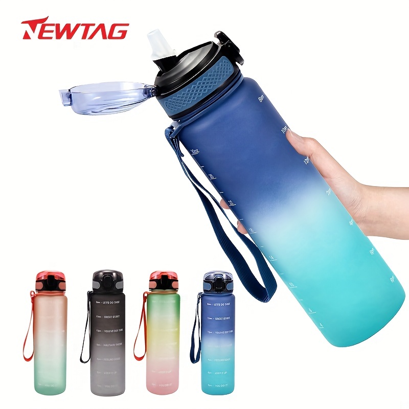 Botella de agua de 32 onzas con tiempos para beber, botella de agua ligera  motivacional con marcador de tiempo, botella de agua reutilizable sin BPA