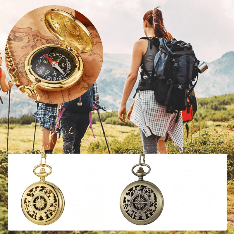 Pocket Compass, Brass Retro Compass with Flip Cover, Luminous Survival  Compass for Outdoor, Camping, Hiking, Backpacking, Sports, Navigation