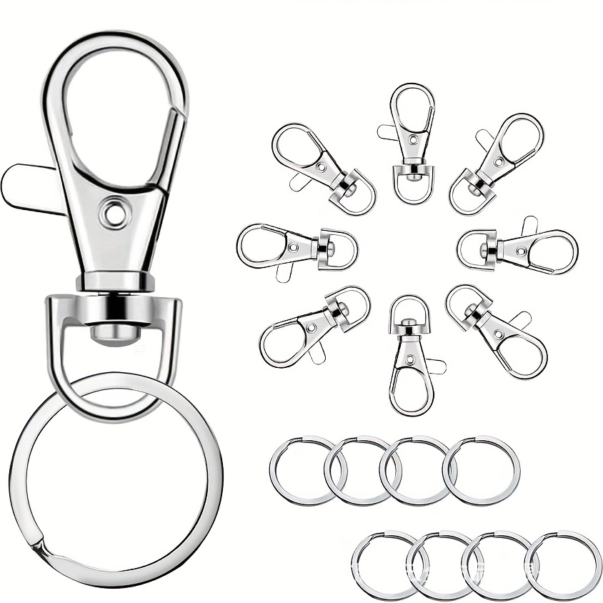 10 Pack - Premium Heavy Duty J Hook Spring Clips for DIY Lanyards & Keychains - 1 1/4 inch Durable Snaps for Craft Making Lanyard Cord, Badge