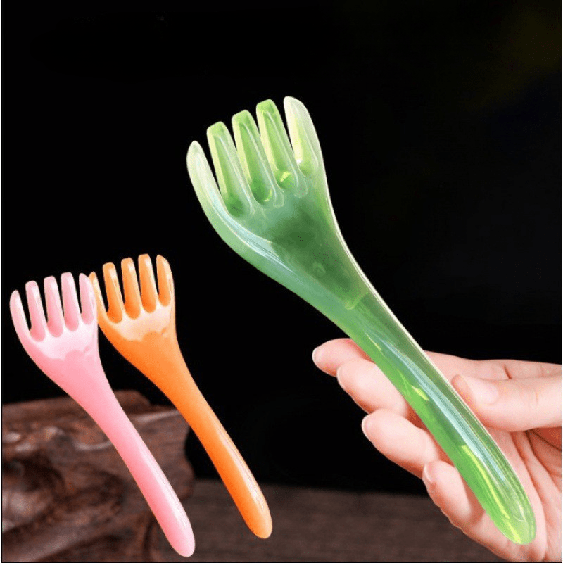 1 шт., массажер для головы с пятью когтями, меридианный массаж, расческа Гуа Ша, смола, пчелиный воск, нефрит для лица, инструмент для соскабливания камней Гуа Ша, 5 когтей, расческа для выскабливания тела, нефрит подробные сведения 5