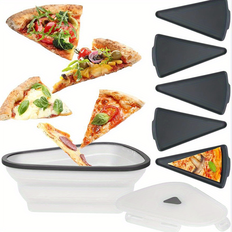 5pcs Silicone Triangular Pizza Packaging Box with Adjustable Container