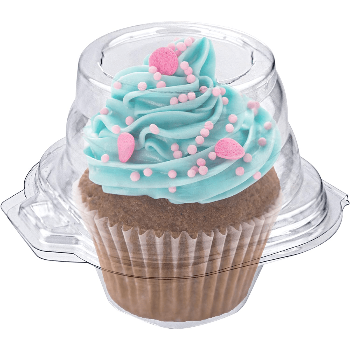 Cupcake Containers With Connected Airtight Dome Lids, Snack