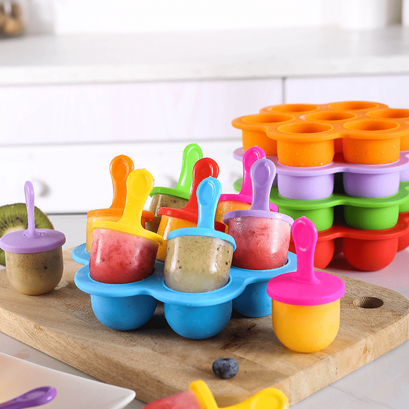 Silicone Popsicle Mold DIY Ice Pop Mold with Plastic Sticks Popsicle Makers  Mould Baby Fruit Shake Kitchen Ice Cream Tools