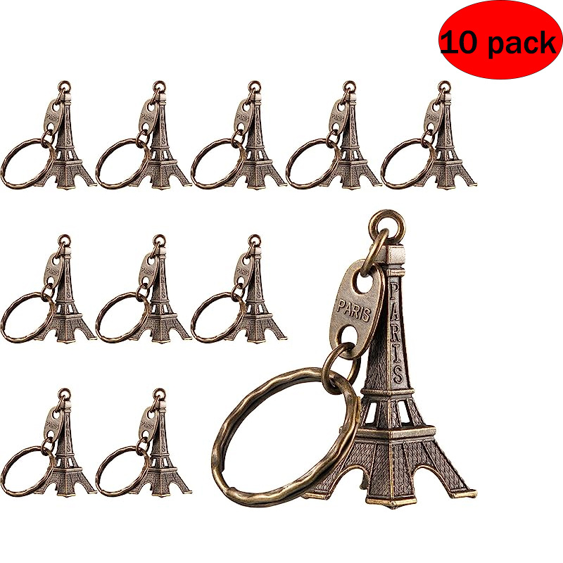  yueton Pack of 12 Cute Adornment Mini Eiffel Tower French Souvenir  Paris Keychain Retro Key Holder Metal Split Key Ring (3 Different Color) :  Clothing, Shoes & Jewelry
