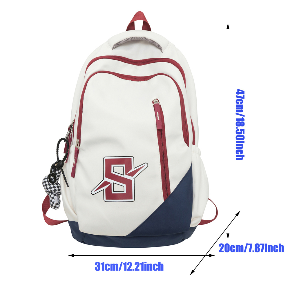 Colorblock Casual Zipper Backpack Large Capacity Rucksack