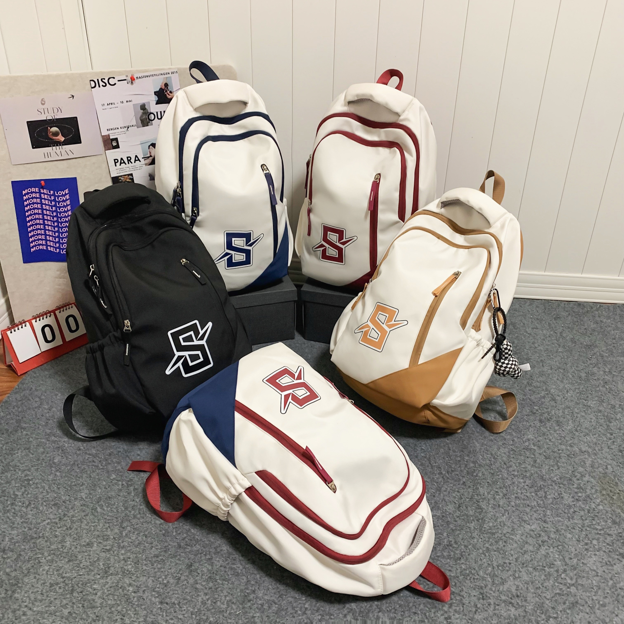 Colorblock Casual Zipper Backpack Large Capacity Rucksack