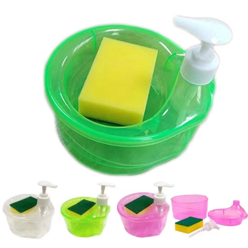 Green Nylon Dish Wand Creative Soap Dispenser Scrubber Cleaner