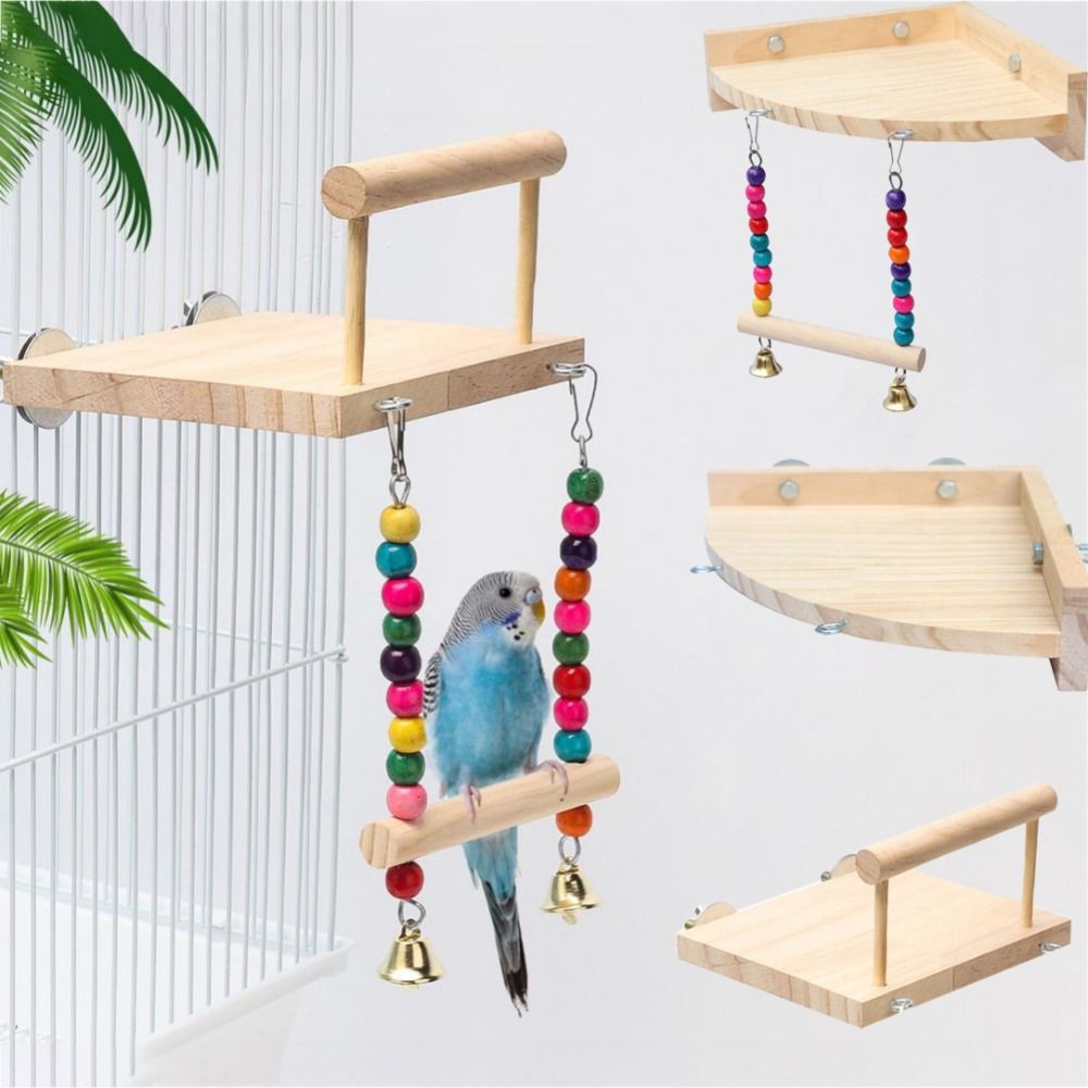 Bird Swing with Chewing Beads Parrot Perch Budgie Playstand