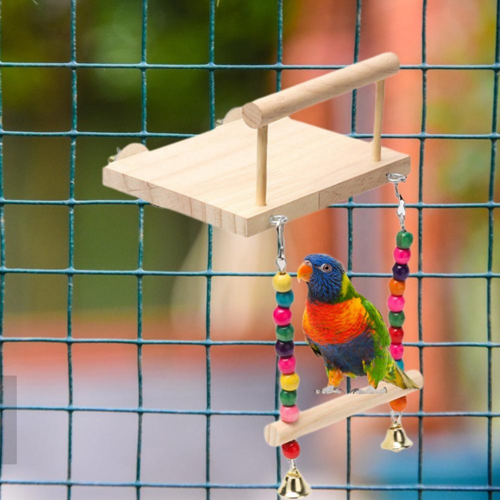 Bird Swing with Chewing Beads Parrot Perch Budgie Playstand