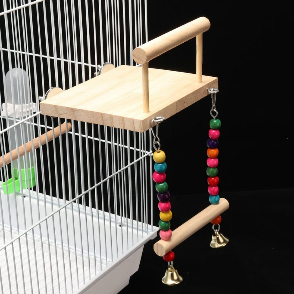 Bird Swing with Chewing Beads Parrot Perch Budgie Playstand