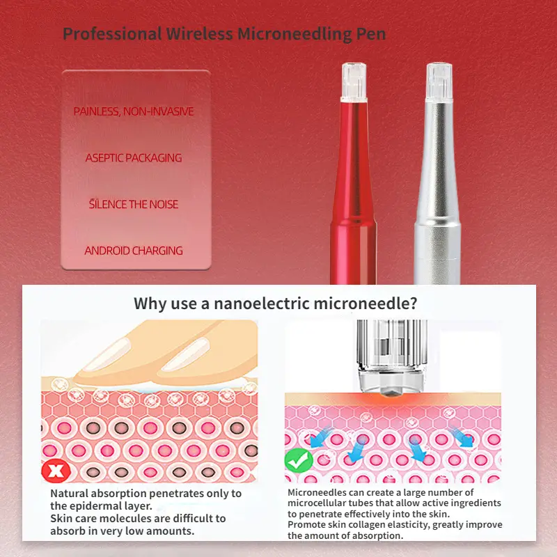 professional wireless microneedling pen with 5 replacement nanocrystal 3 mode adjustable microneedle pen for home use micrystalline beauty instrument details 4