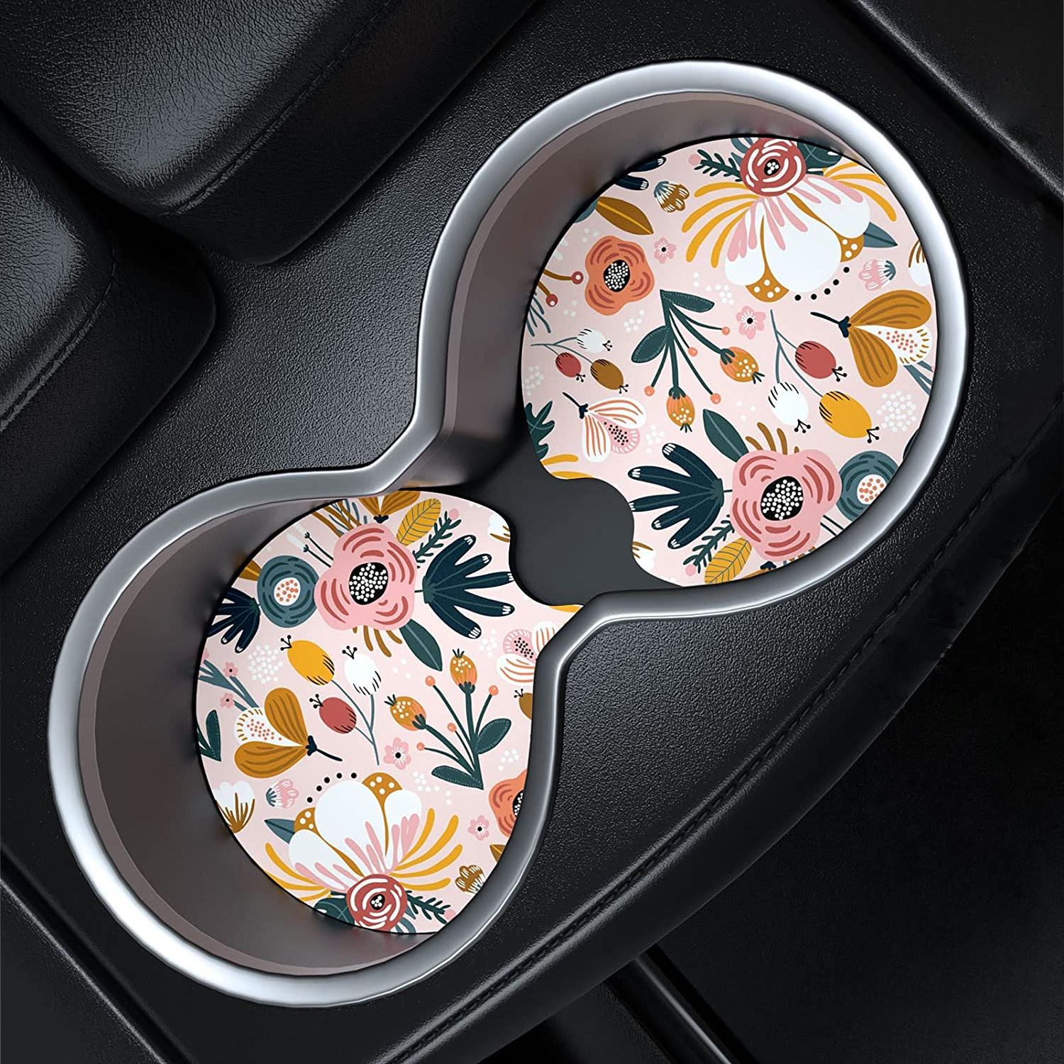  Boho Car Cup Holder Coasters, Hippie Car Accessories Interior  Aesthetic for Women, Retro Car Decoration Gifts (White Flower) : Automotive