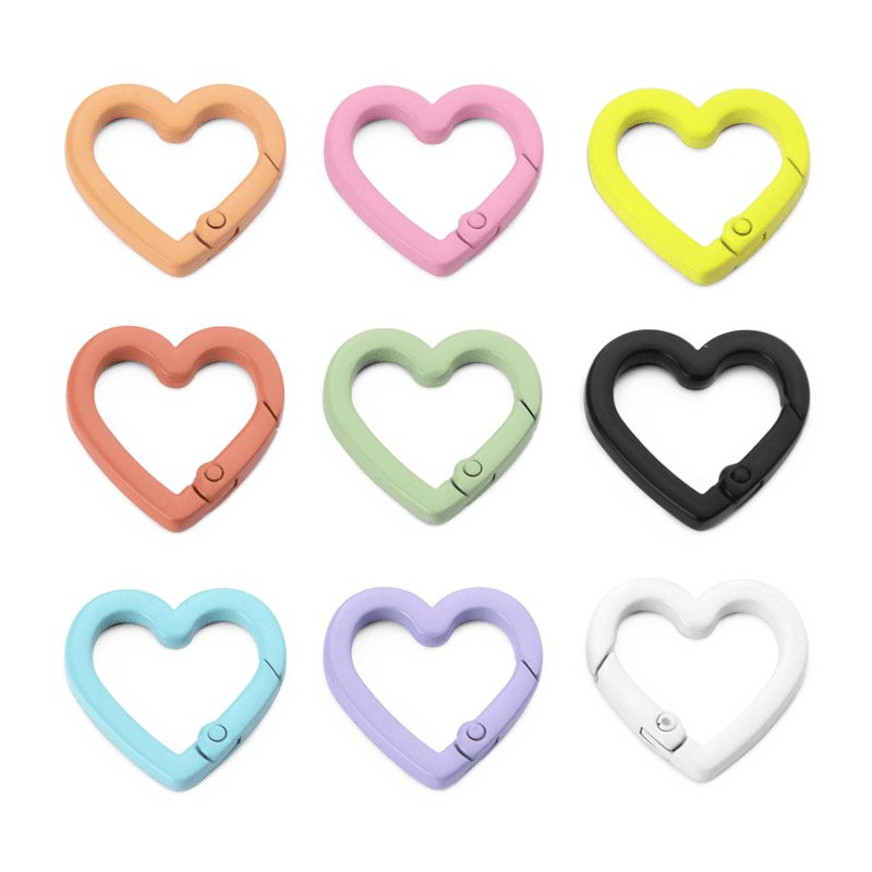 Y2k Heart Shape Keychain Clips Macaroon Color Carabiner - Temu